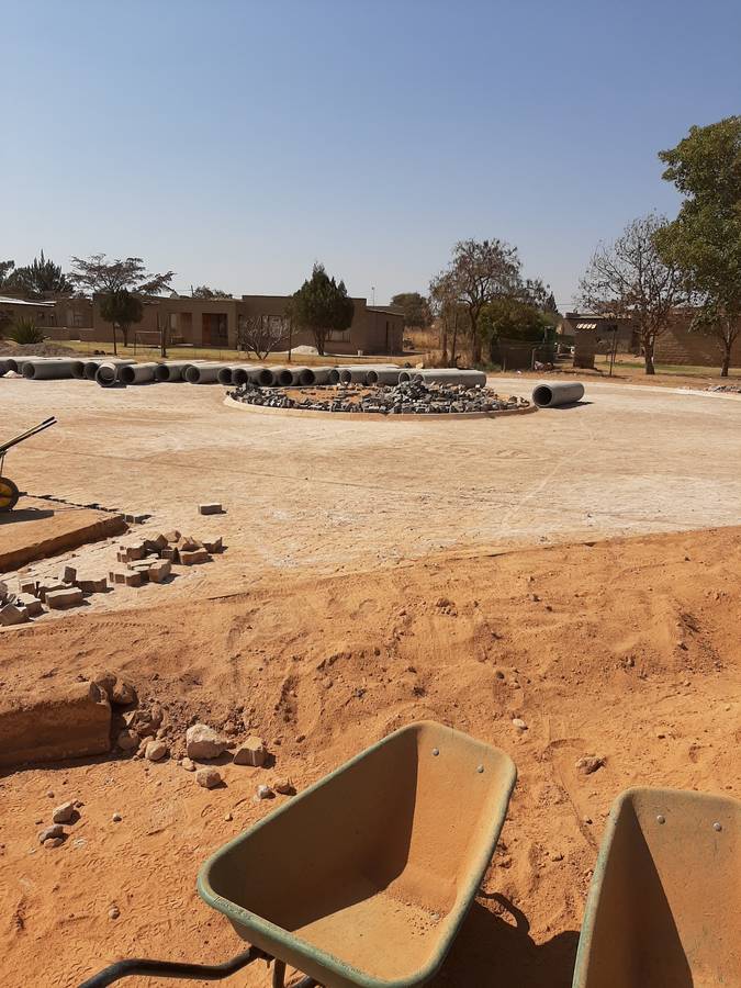 Stormwater pipes stockpiled on site