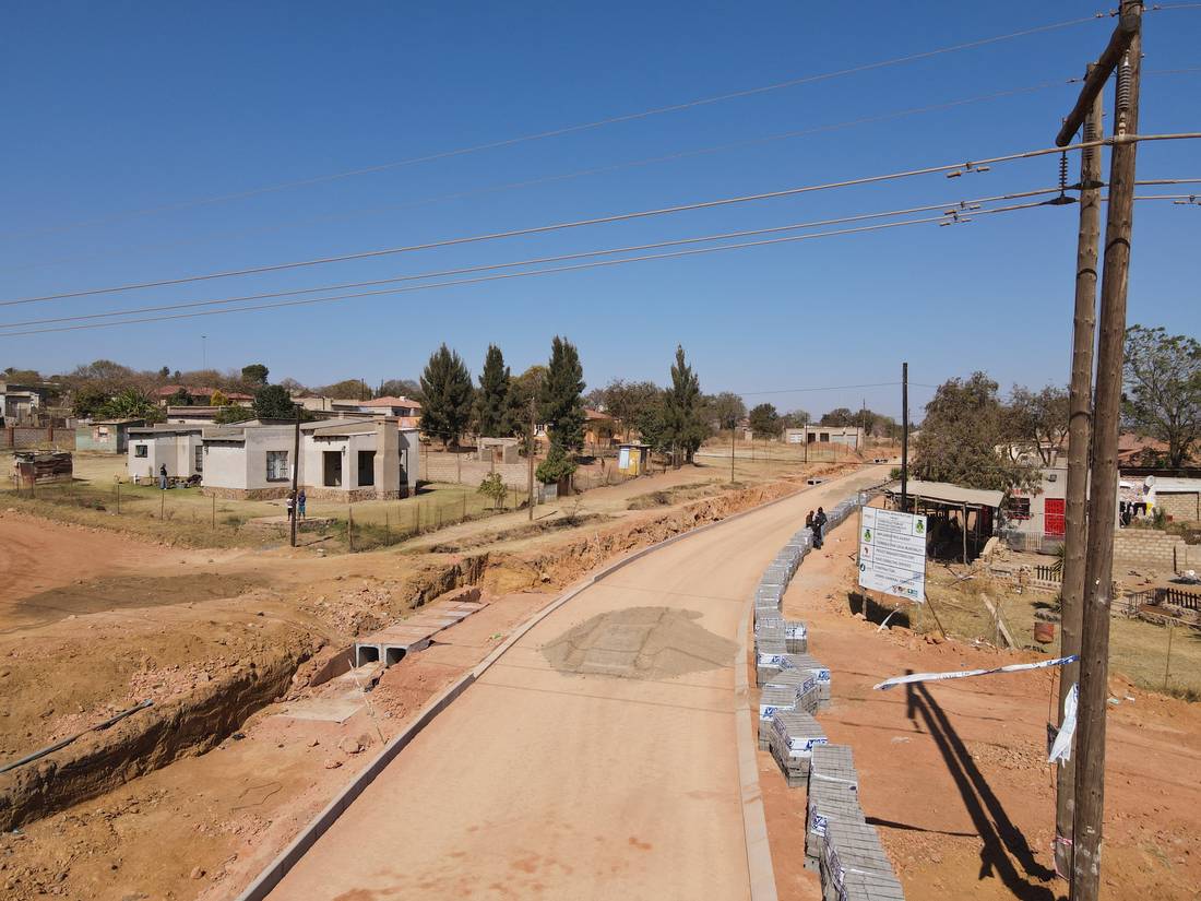 Aerial view showing the project board