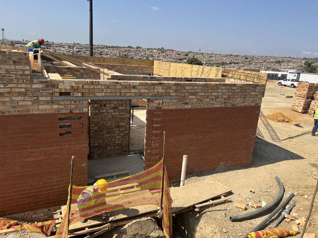 Face brickwork and lintels in progress